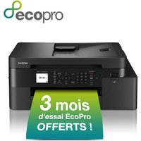 Black Brother MFC-J4350DW printer with digital display, control panel, and green paper exiting tray.