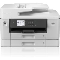 Brother MFC-J6940DW white multifunction inkjet printer with touchscreen, dual paper trays, and ADF on top.