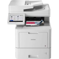 White Brother MFC-L9630CDN laser printer with touchscreen, paper tray, and document feeder.