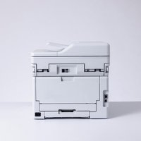 White Brother LED printer with A4 capability, control panel, paper tray, and Wi-Fi connectivity features.