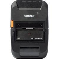Black Brother RJ3230BL label printer with direct thermal printing, 203 DPI, and orange button on the side.