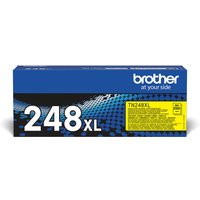 Brother TN-248XLY Original Yellow toner cartridge in blue box with white "248XL" text and yellow label.