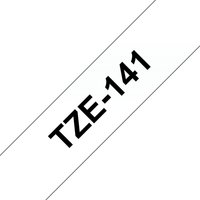 Brother TZE-141 label-making tape, black text on transparent background, diagonal orientation.