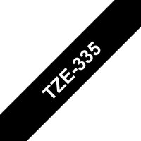 Black Brother TZE-335 label tape with white text "TZE-335" diagonally across the tape.
