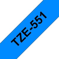 Blue Brother TZE-551 label-making tape with bold black text.