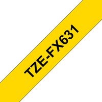 Yellow Brother TZE-FX631 label-making tape with black text.