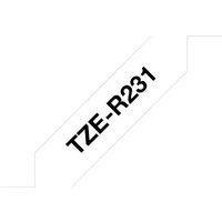 Brother TZE-R231 label-making tape, black text on white background, angled display.