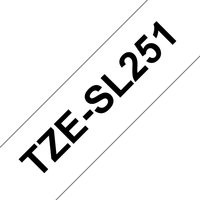Brother TZE-SL251 label tape, black text on white, self-laminating, 24mm width, 8m length, diagonal text display.