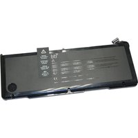 Black BTI 3-cell battery for MacBook Pro, rectangular with printed specifications and connector on the side.