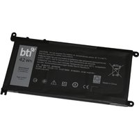 Black BTI 42Wh 3-cell battery for Dell Chromebook 3180, rectangular with white text and safety icons.