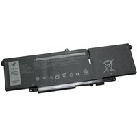 Black BTI 57Wh 3-cell battery for DELL Latitude, rectangular with label and safety icons.