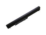 Black lithium-ion replacement battery designed for HP laptops, featuring a slim, rectangular shape with a connector on one side for easy installation.