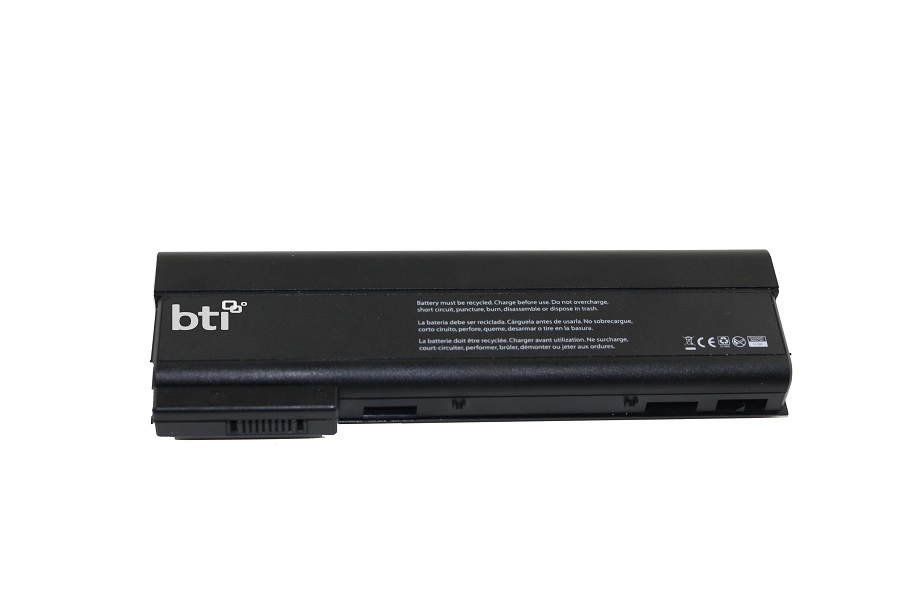 Black lithium-ion battery with a smooth finish, featuring the BTI logo, model number 718757-001, and compatibility details for HP - COMPAQ PROBOOK.