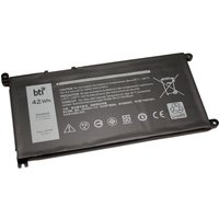 Black BTI 16DPH 42Wh 3-cell battery for DELL Chromebook 3400 with white text and safety icons.
