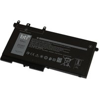 Black BTI 3-cell 42Wh laptop battery with white text and symbols, compatible with Dell Latitude models.