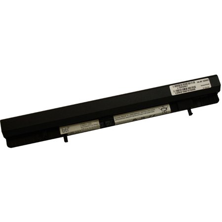 Black rectangular battery with a label featuring the BTI logo, designed for Lenovo Ideapad S500, showcasing four cells and compatibility details.