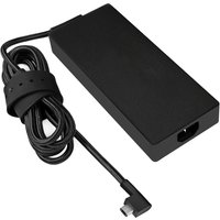 Black BTI 330W GaN Charger with 45mm x 30mm tip, compatible with Razer Blade laptops, includes coiled EU power cable.