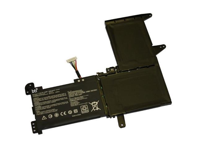 Black, rectangular Li-ion notebook battery with two cells, featuring a connector with colored wires, and printed specifications on the surface, designed for Medion Akoya E15403.