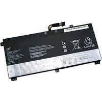 Black BTI 44Wh 3-cell lithium battery for Lenovo ThinkPad, featuring labels and connector cable on top edge.