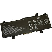 Black BTI 47.3 2 cell battery for HP Chromebook with white text and certification symbols on the surface.