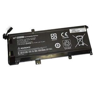 Black lithium-ion replacement battery for HP Envy X360 Convertible models, featuring a warning label, CE certification, and connector cable on one end.