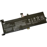 Black BTI 5B10W67165 laptop battery with white text, connector cable, and safety icons, 18-month warranty.