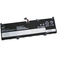 Black BTI 4-cell battery for Lenovo, 70Wh, with white text, connector wires, and recycling symbols on the surface.