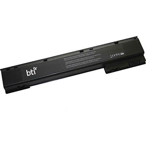 Black, rectangular laptop battery with eight cells, featuring the BTI logo and product specifications printed on the top, designed for HP Compaq ZBook 17.