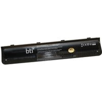 Black BTI 796930-421 laptop battery with label, rectangular shape, and connector pins on one side.