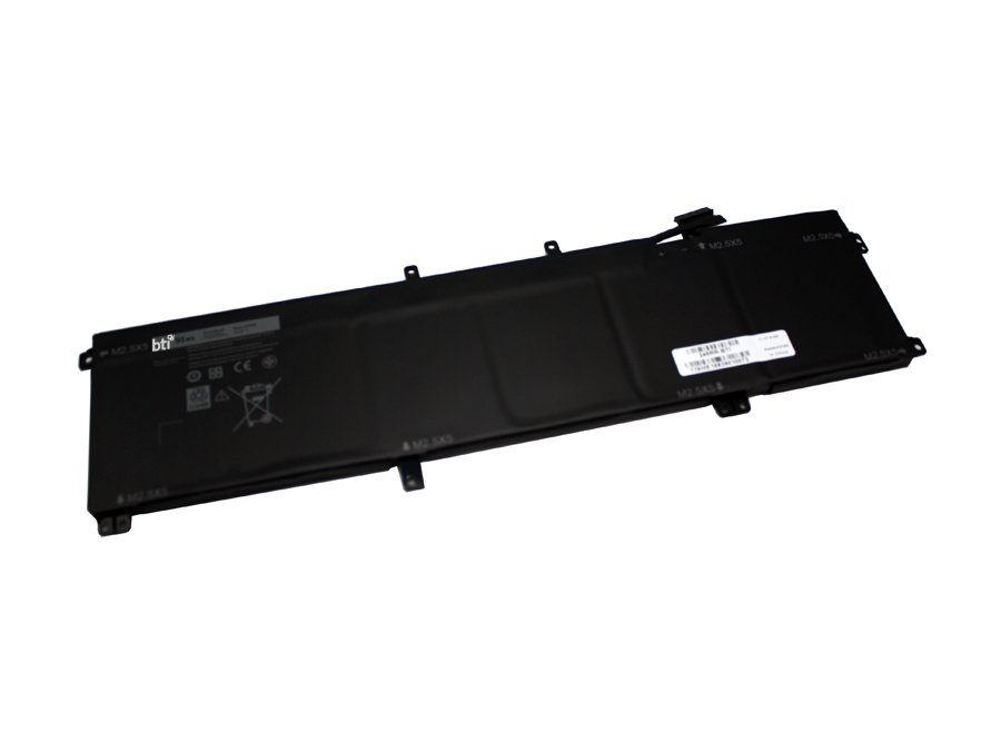Black rectangular battery with multiple connectors, featuring labels and logos, designed for compatibility with OEM models 245RR, 7D1WJ, H76MV, Y758W, and devices like XPS 9350 and Precision M3800.