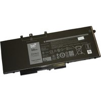 Black rectangular BTI laptop battery for Dell, 68Whr 4Cell, with white text and connector ports on the side.