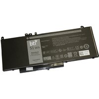 Black BTI laptop battery for Dell E5450 E5550, 4 cell, 51Whr, rectangular with labels and connector ports.