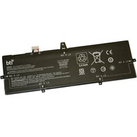 Black BTI 4-cell battery for HP Elitebook X360 1030 G3, labeled with specifications and safety icons.