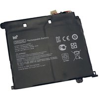 BTI DR020 black rectangular 43.7Wh 2-cell battery for HP Chromebook 11-V with printed specifications and safety icons.