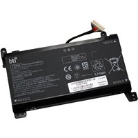 Black BTI 86Wh 8-cell battery for HP Omen 17-AN, rectangular shape, labeled with specifications and connector cable.