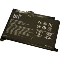 Black BTI 41Wh 2-cell battery for HP laptops, featuring white text and certification symbols on the surface.