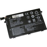 Black BTI 45Wh 3-cell laptop battery with white text and recycling symbols, compatible with ThinkPad E series.