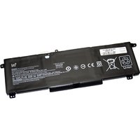Black BTI 71Wh 6-cell battery for HP OMEN 15, rectangular with white text and safety symbols on the surface.