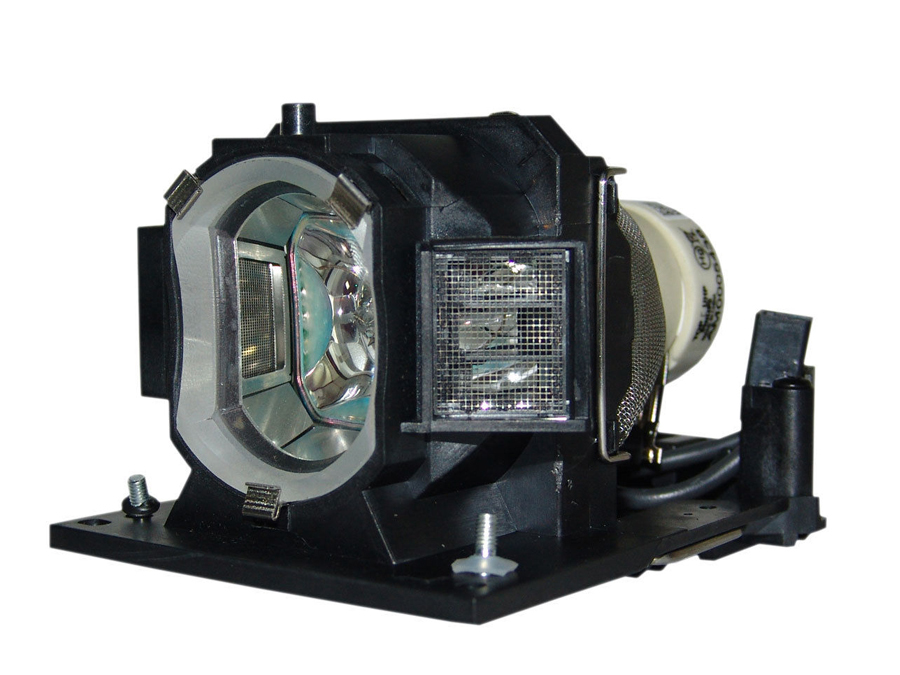 Black projector lamp assembly with a clear glass lens, metal mesh, and wiring, designed for HITACHI BZ-1M, OEM model numbers DT01181 and DT01251.