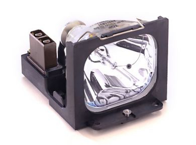 BTI POWERLITE 54C 74C lamp with a clear glass bulb, black plastic housing, and a metal connector, designed for projector use.