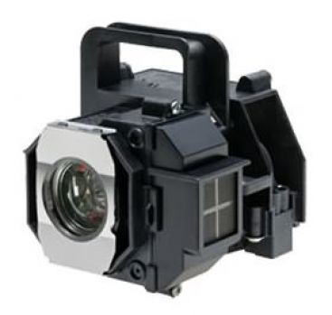 Black projector lamp with a silver front lens, featuring a sturdy handle and various connectors, designed for Epson EH-TW5800 and compatible models.