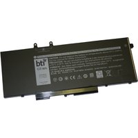 Black BTI 4-cell replacement battery for Dell laptops with white label and connector port on the side.