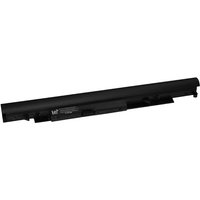 Black BTI replacement laptop battery for HP models, cylindrical shape, labeled with specifications and part numbers.