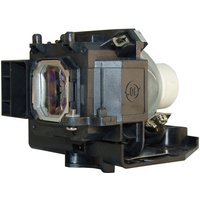 Black BTI replacement lamp for NEC projectors, featuring a rectangular lens and sturdy plastic housing.