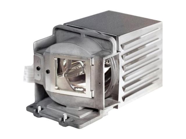 Replacement projector lamp in a silver metal casing, featuring a clear glass bulb and ventilation slots on the side, designed for OPTOMA DX550, DS550, and TX models.