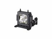 Black replacement projector lamp with a clear glass bulb, designed for Sony VPLHW30ES, featuring a sturdy housing and mounting brackets for easy installation.