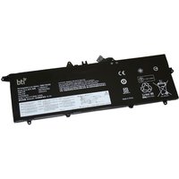 Black BTI 57Wh 3-cell battery for ThinkPad with white label and safety icons on the surface.