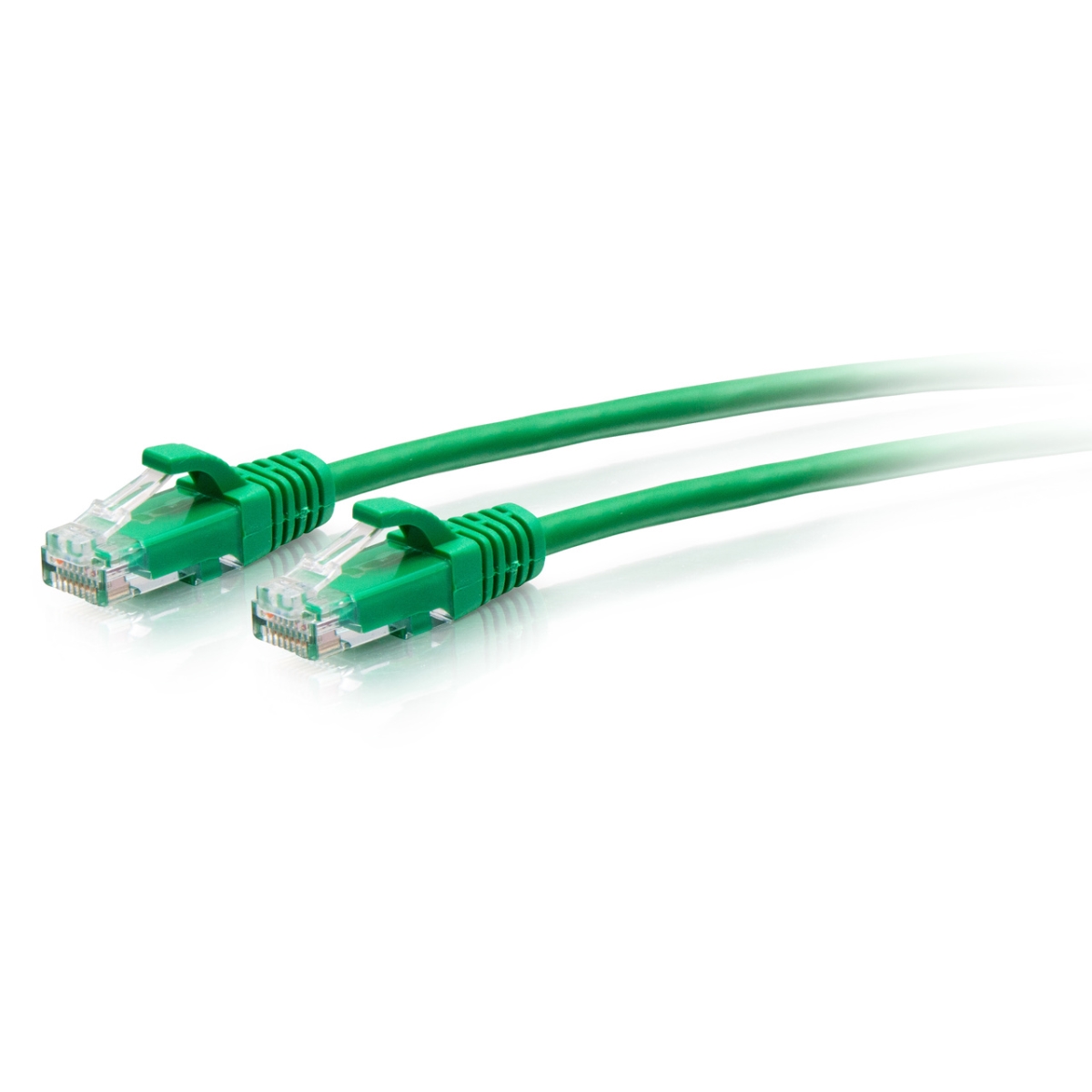 Green 5 ft. Cat6a snagless unshielded twisted pair Ethernet network patch cable with clear plastic connectors on both ends.