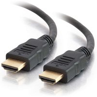 Black C2G 2m High Speed HDMI cable with Ethernet, featuring gold-plated connectors and a durable, flexible design.