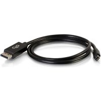 Black C2G 2m Mini DisplayPort to DisplayPort adapter cable, 4K UHD, with one standard and one mini connector.